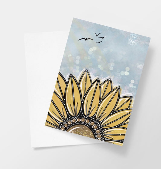 Magic sunflower greetings card.