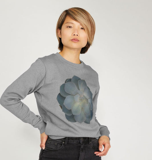 Green ombré succulent women’s sweatshirt.