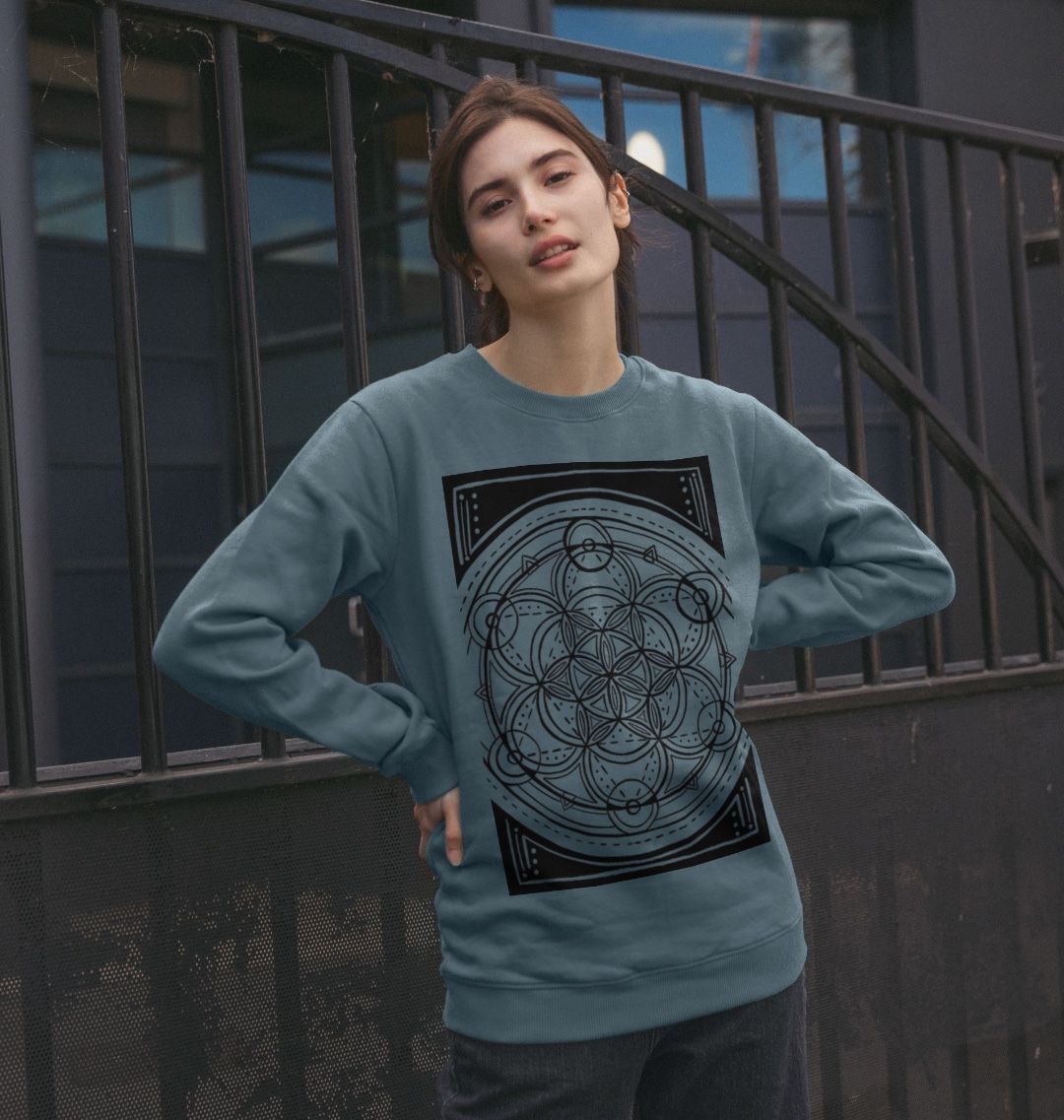 Ladies geometric flower of life sweatshirt.