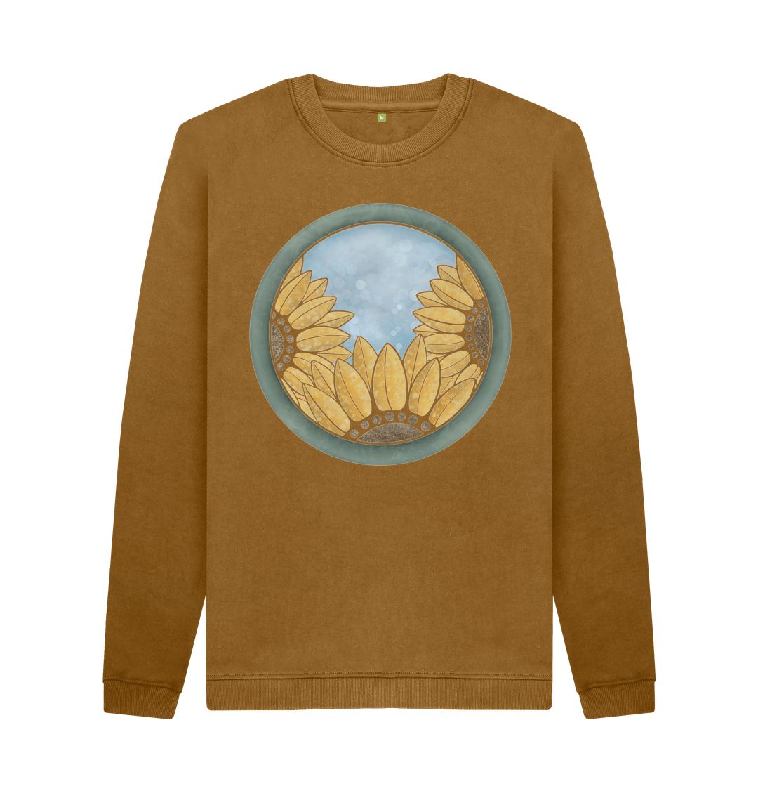 Brown Unisex triple sunflower sweatshirt.