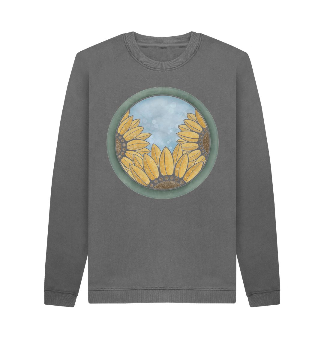 Slate Grey Unisex triple sunflower sweatshirt.