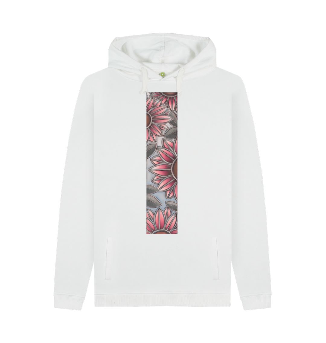 White Unisex Stain glass sunflowers hoodie.