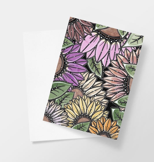 Dark sunflowers greetings cards.