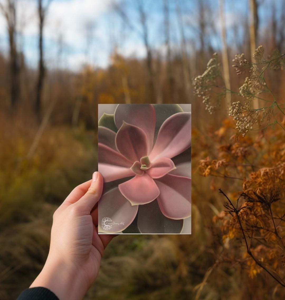Red ombre succulent greetings card
