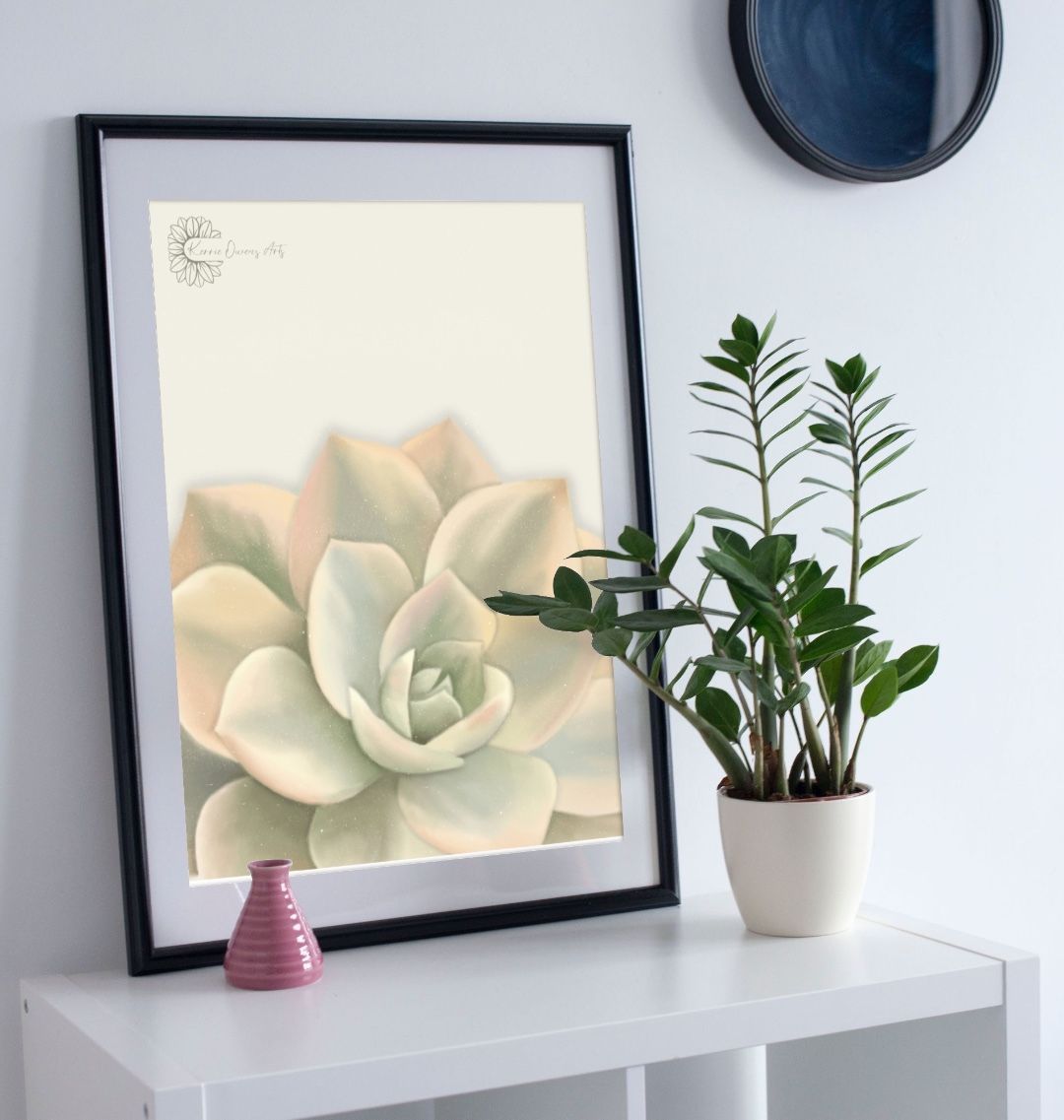 Light green ombré succulent poster print.