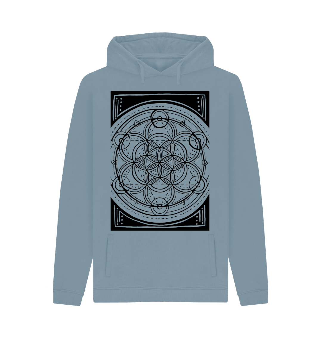 Stone Blue Printed Hoody Front