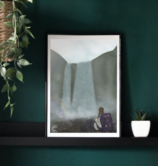 Reflection at skogafoss portrait.