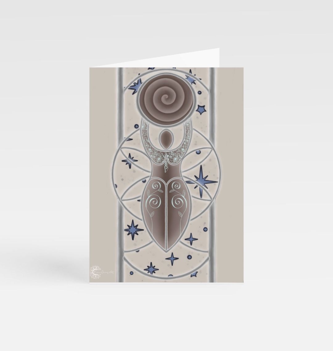 Rose gold goddess greetings cards.