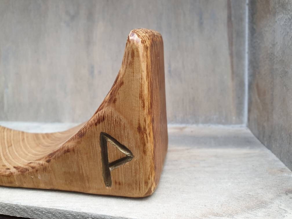 Reclaimed wood and Rune symbol incense holder.