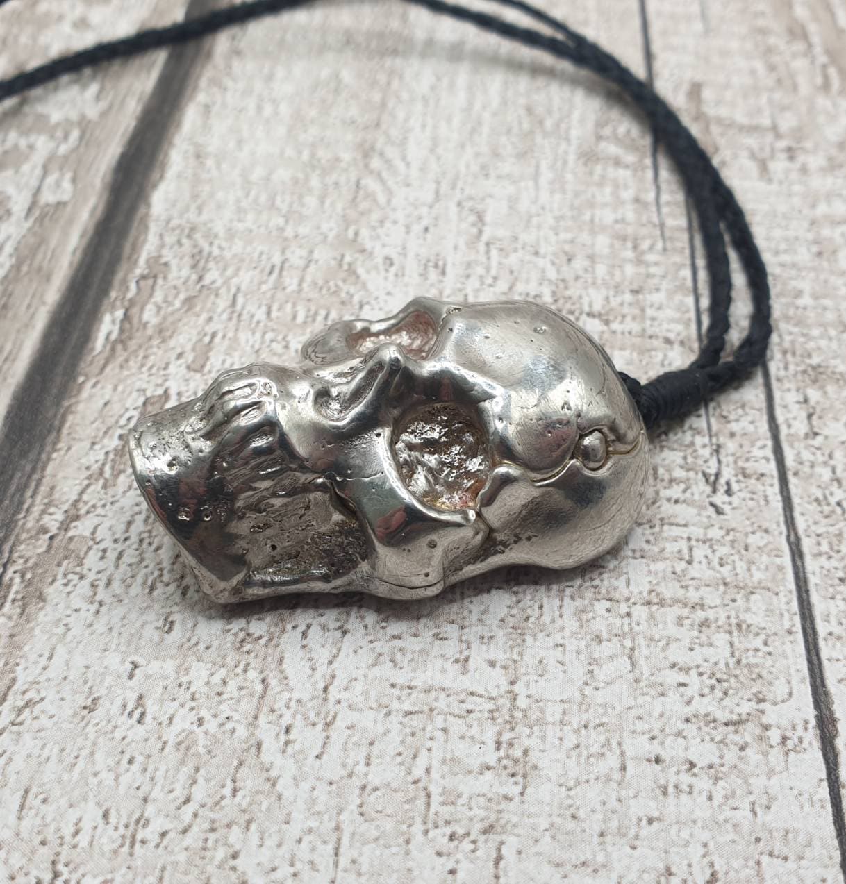 Solid pewter skull casting unisex pendant.