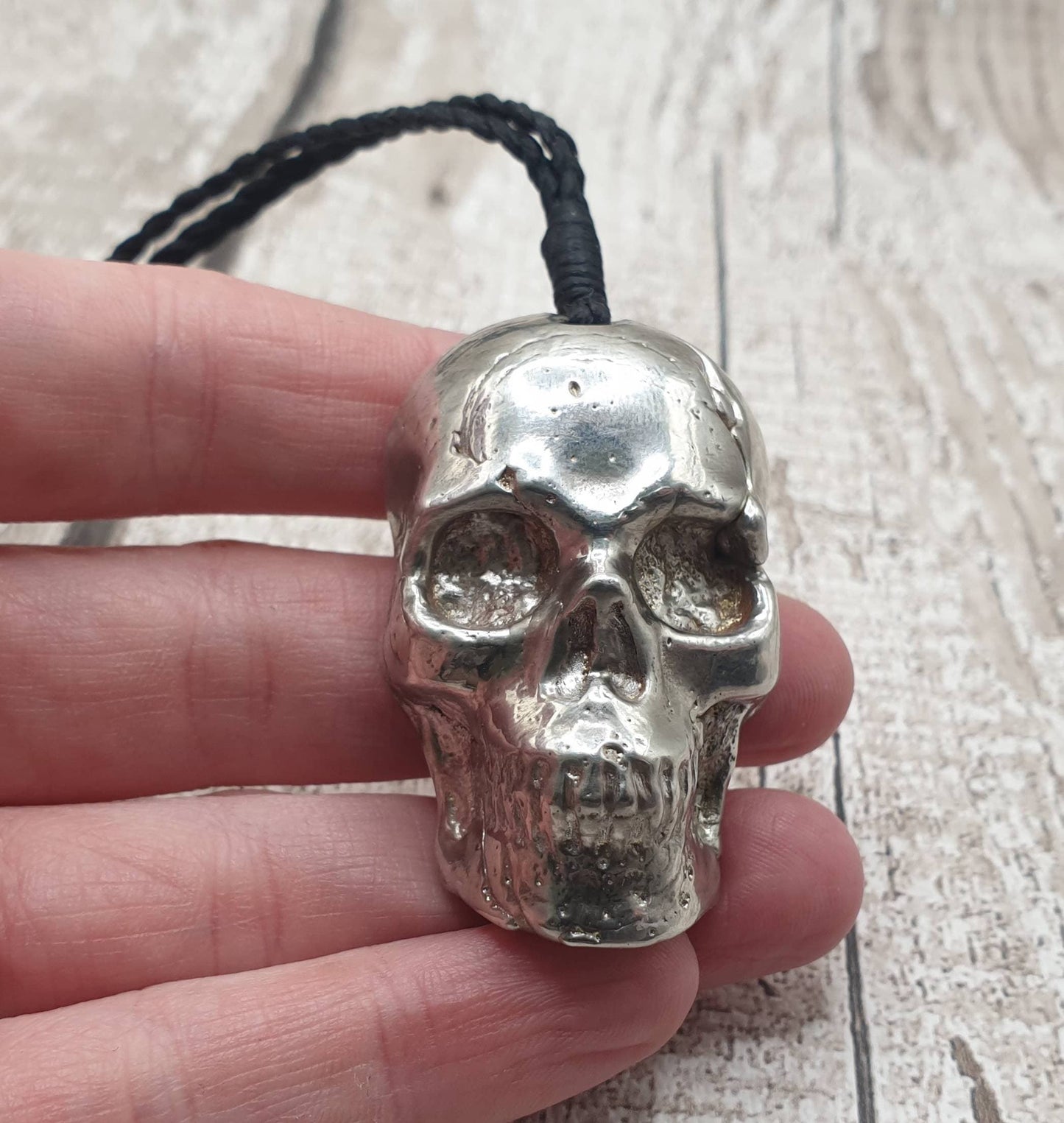 Solid pewter skull casting unisex pendant.