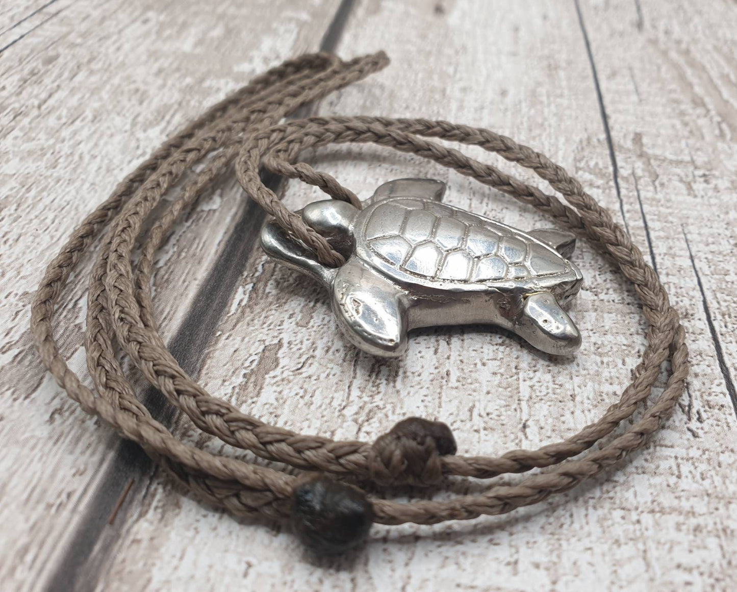 Solid pewter metal cast turtle unisex pendant.