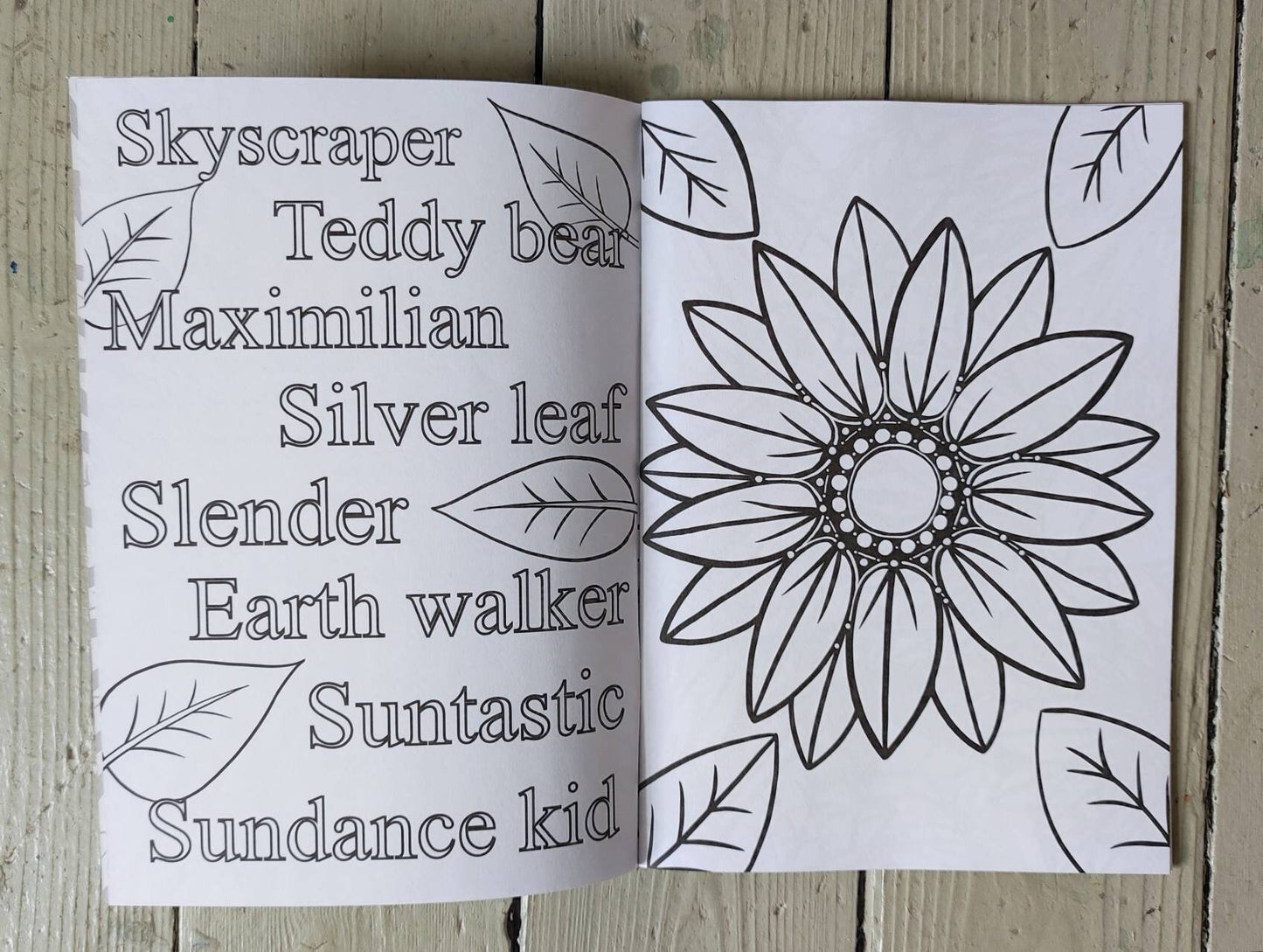 A5 28 page book of sunflowers adult colouring book.