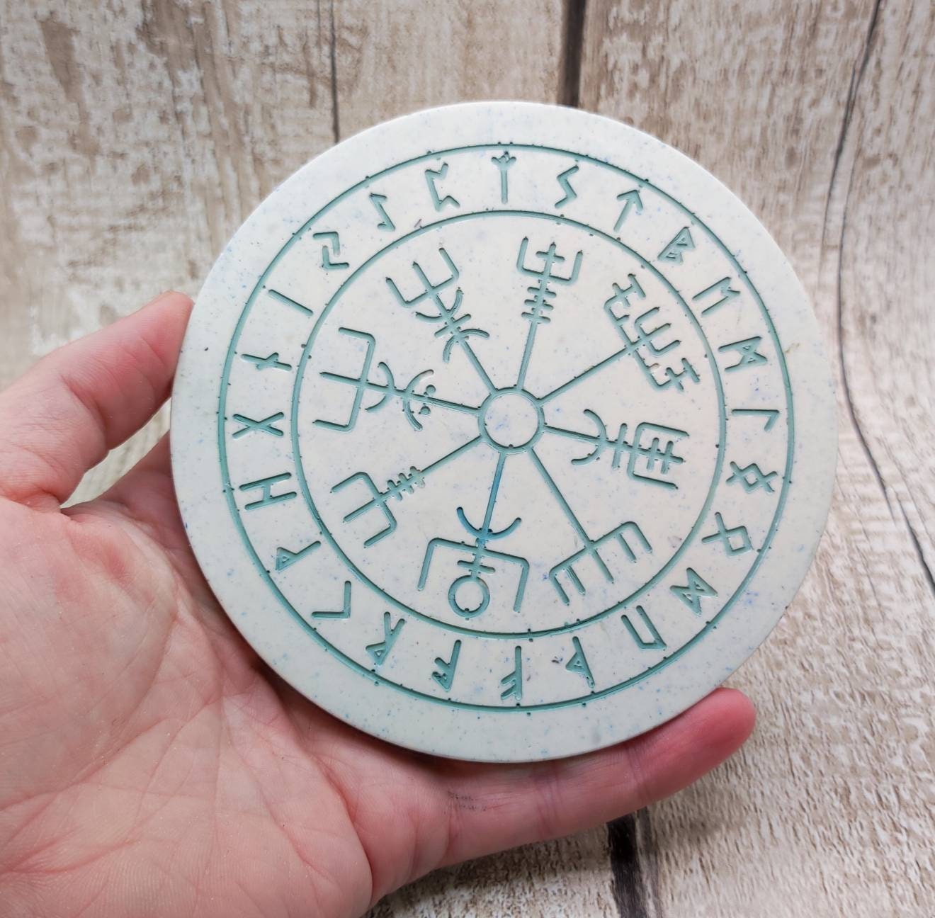 Jesmonite compass rune divination board.
