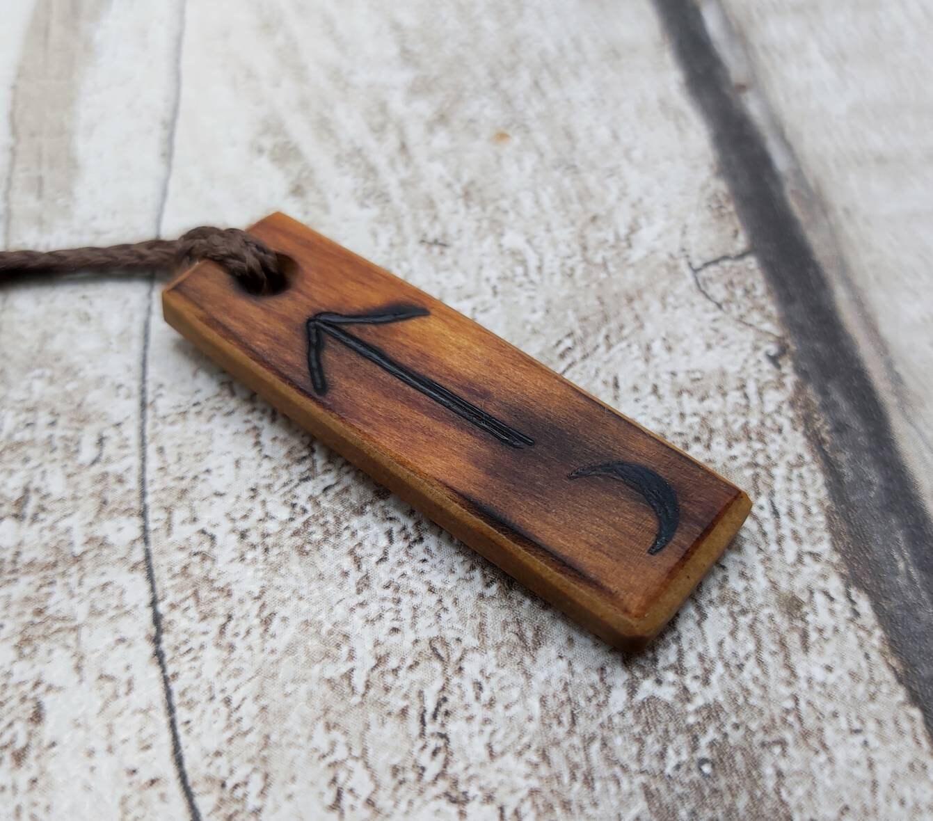 Rimu wood veneer, tiwaz rune pendant.