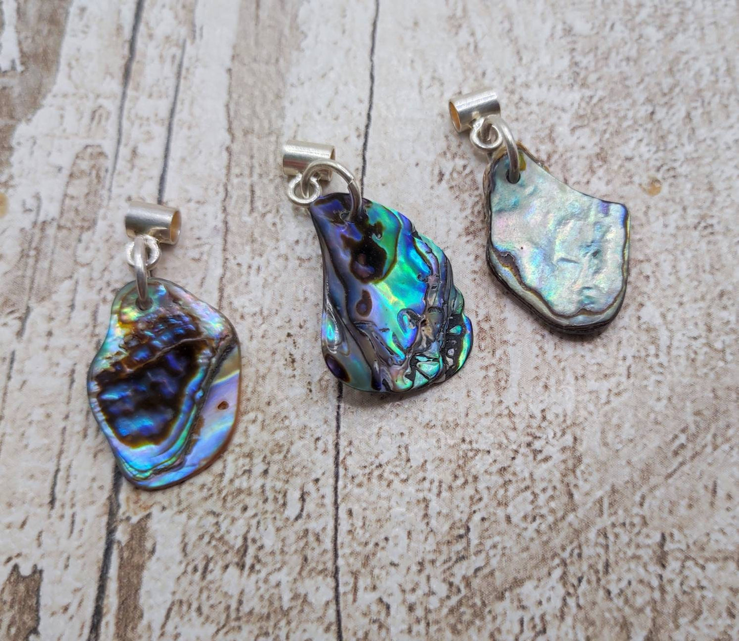 3pk rainbow paua abalone shell bracelet charms.