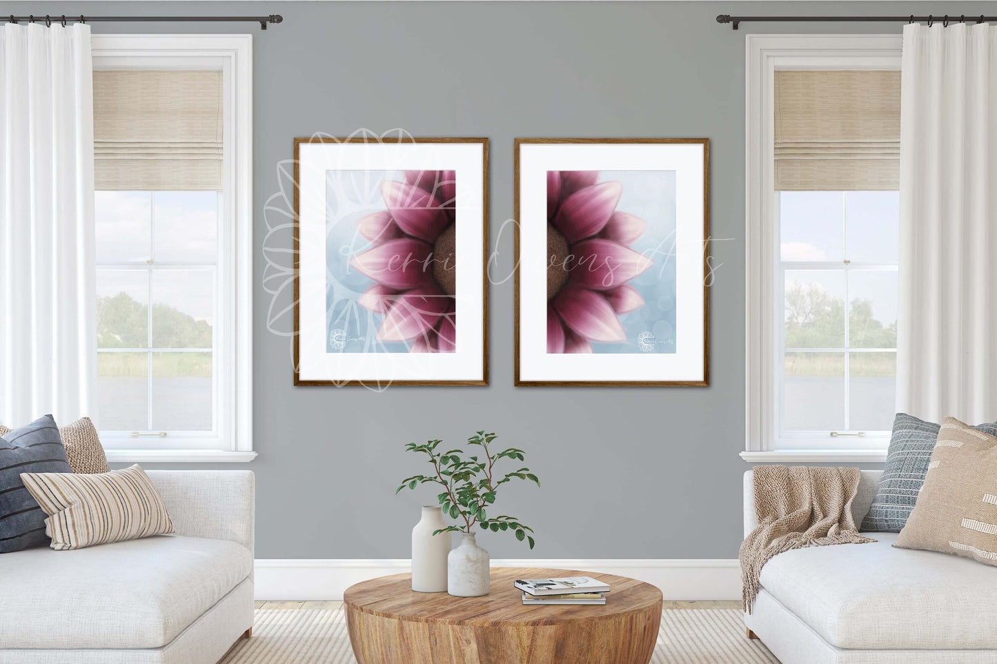 Magnolia pink sunflower digital download. Wall art, invite design, poster print.
