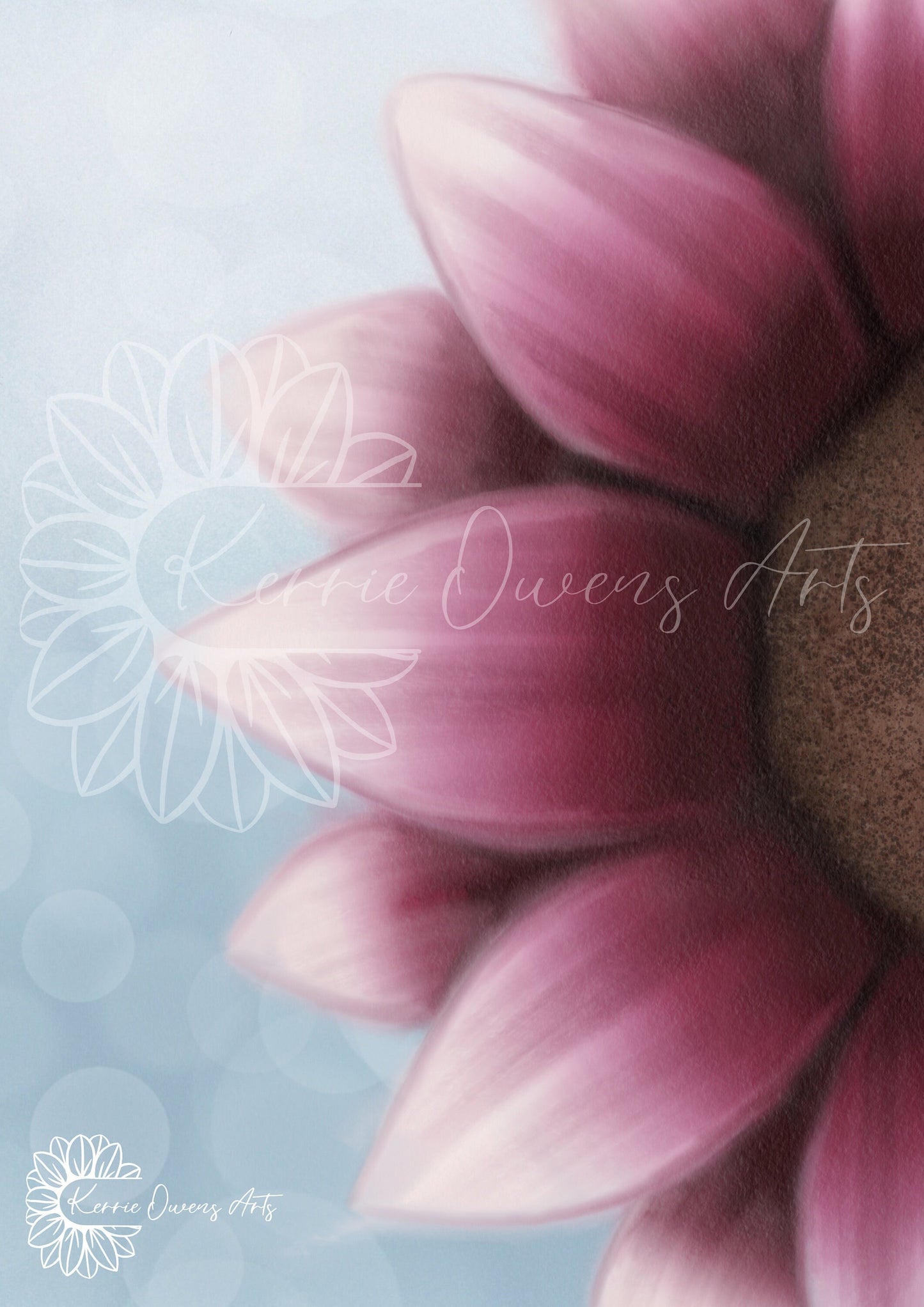 Magnolia pink sunflower digital download. Wall art, invite design, poster print.