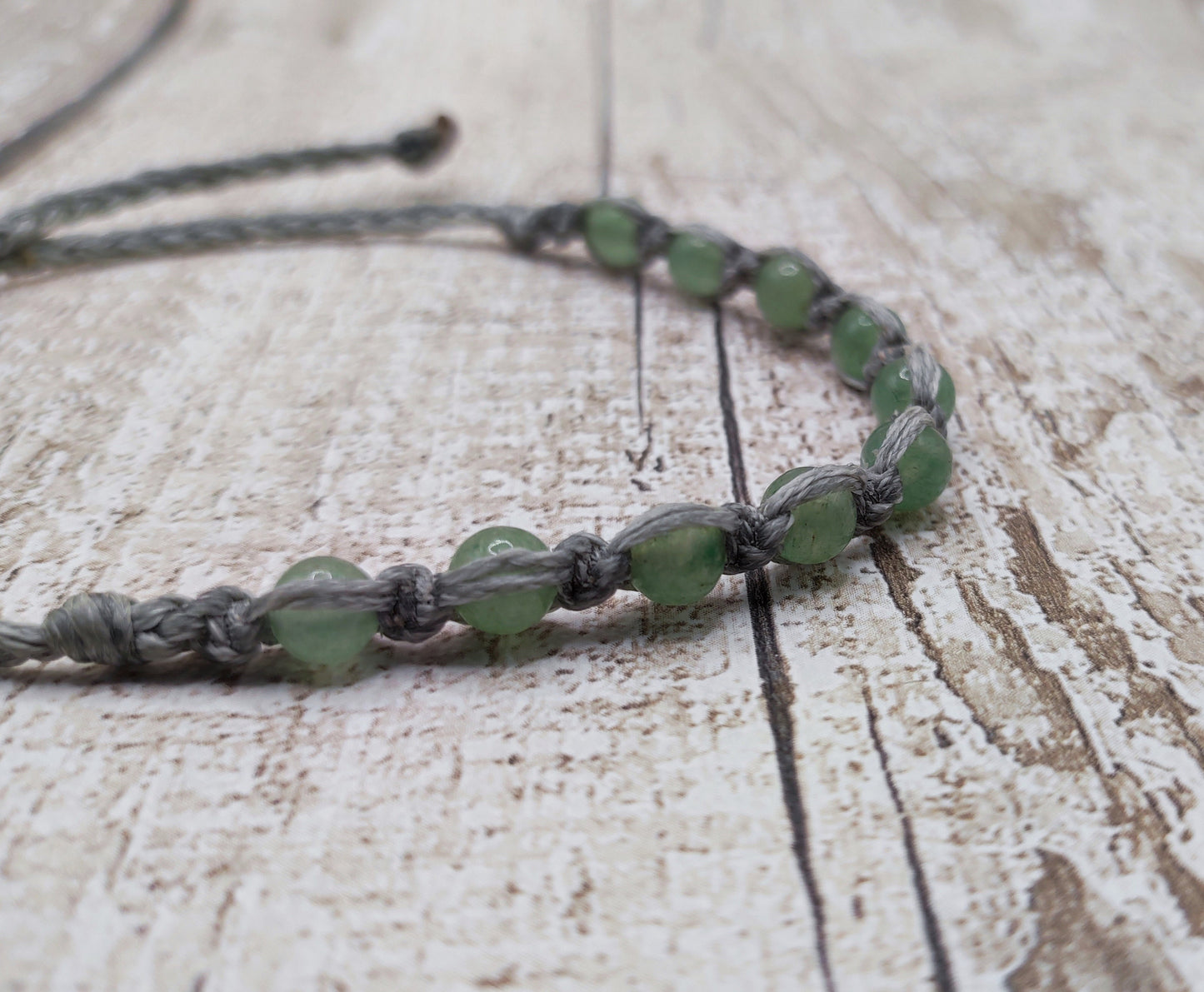 Adventurine 6mm adjustable macramé bracelet.