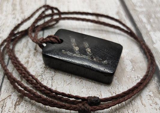 Fenland bog oak pendant and NZ Jade fehu rune