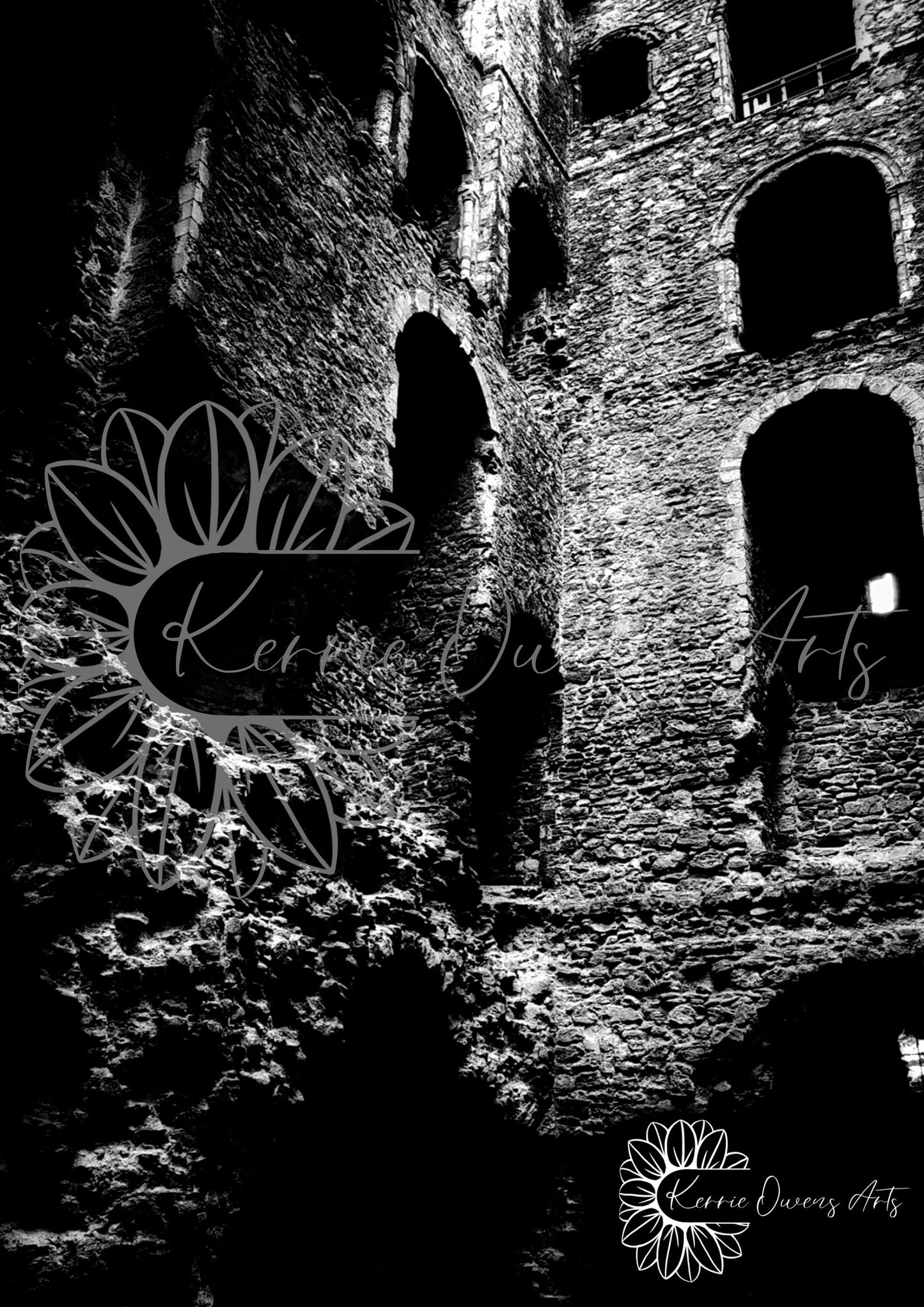 Rochester castle photographic print, black and white digital download.