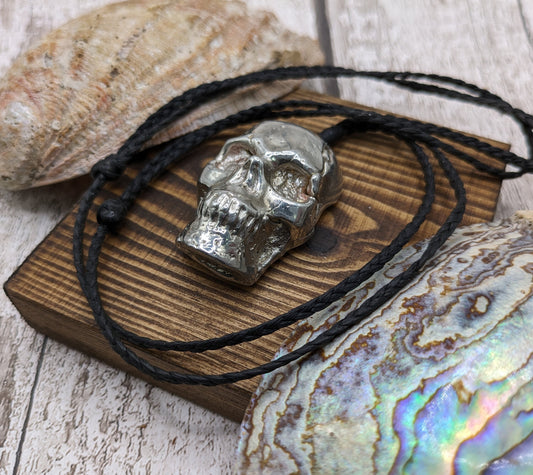 Solid pewter skull casting unisex pendant.