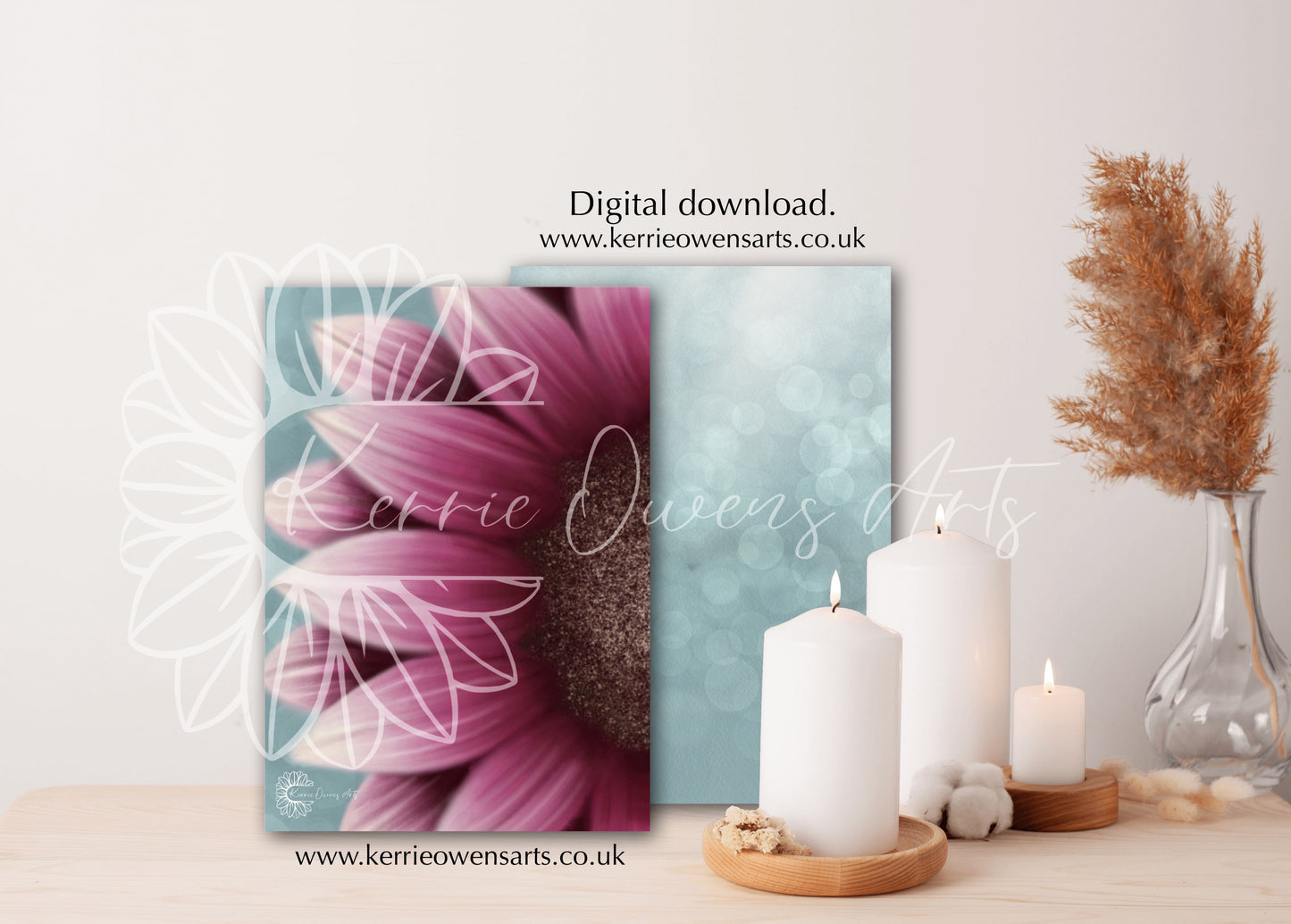 Pink sunflower side view illustration jpeg digital download.