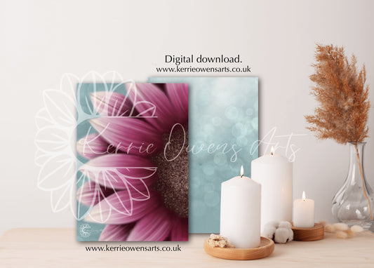 Pink sunflower side view illustration jpeg digital download.