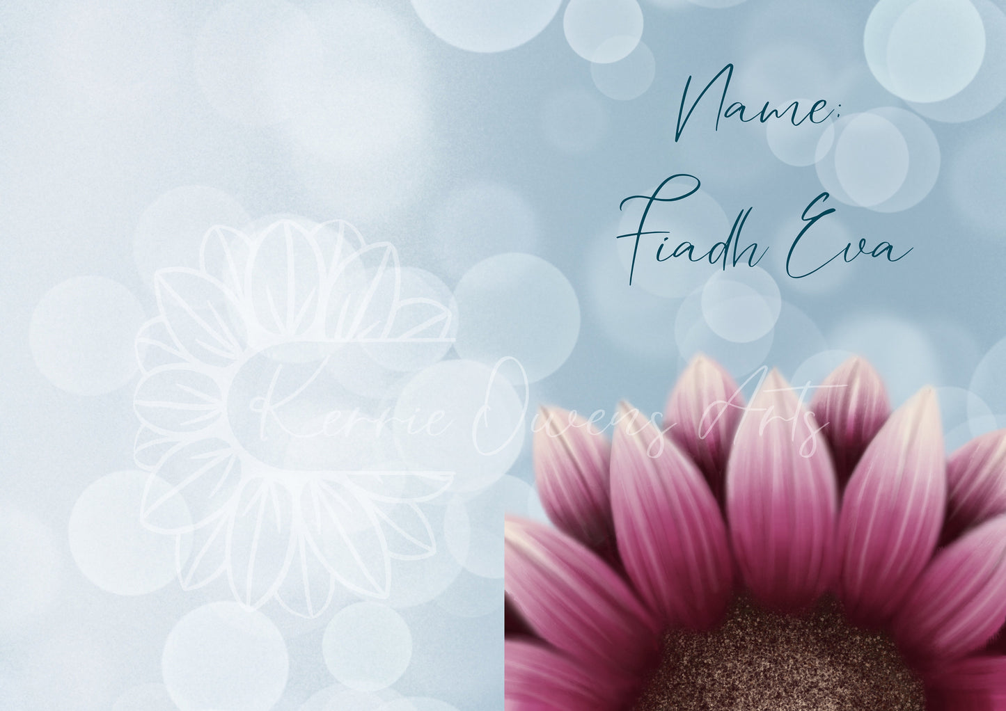Pink sunflower side view illustration jpeg digital download.